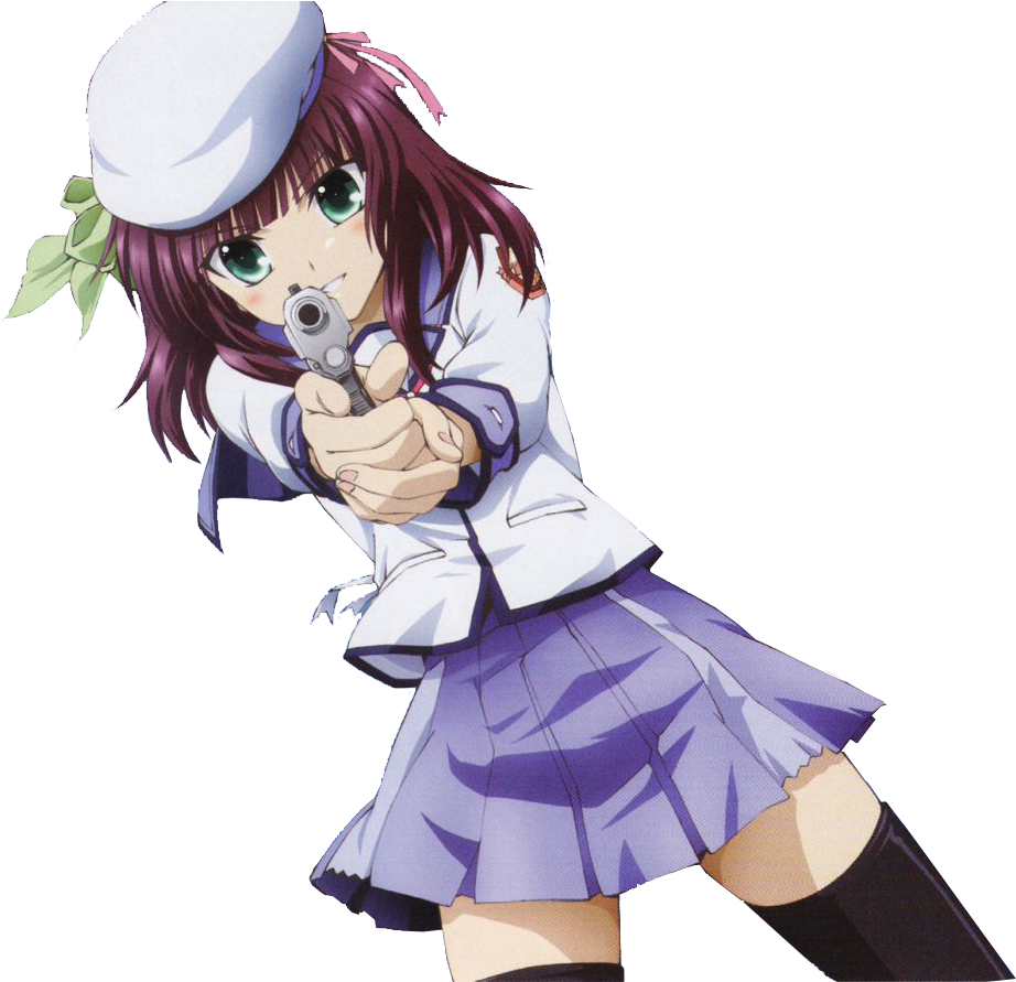 Anime Girl With Gun PNG image