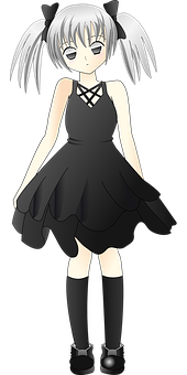 Anime Girlin Black Dress PNG image