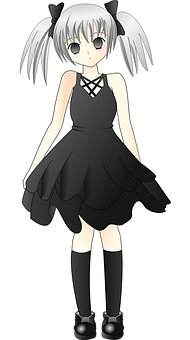 Anime Girlin Black Dress PNG image