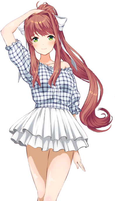 Anime Girlin Plaid Outfit PNG image