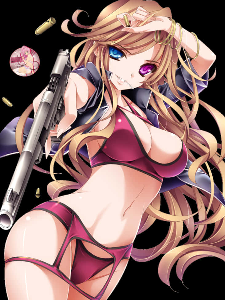 Anime Girlwith Sniper Rifle PNG image