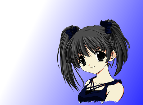 Anime Girlwith Twin Tailson Blue Background PNG image