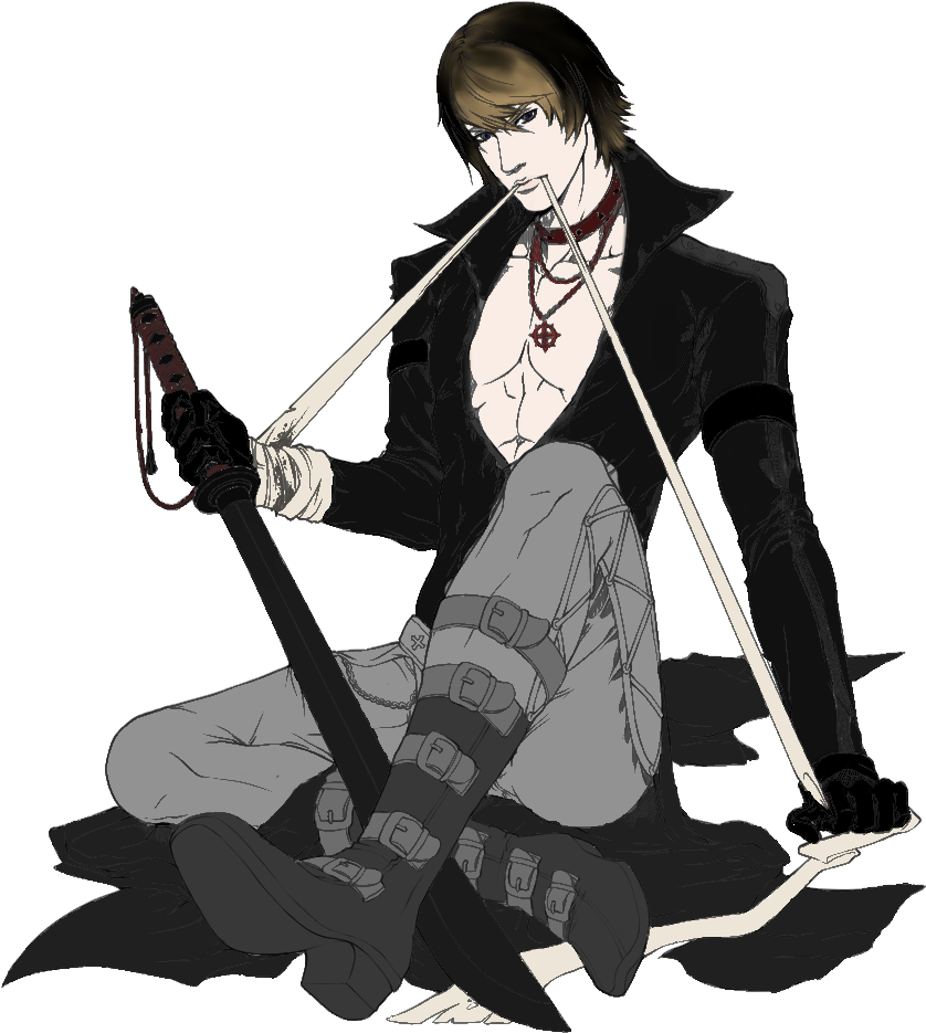 Anime Samurai Sitting With Sword PNG image