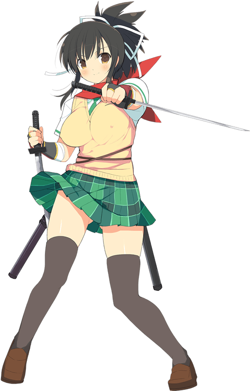 Anime Schoolgirl With Katana PNG image