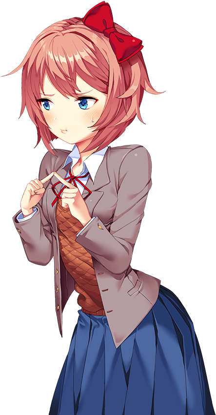 Anime Schoolgirl With Red Bow PNG image