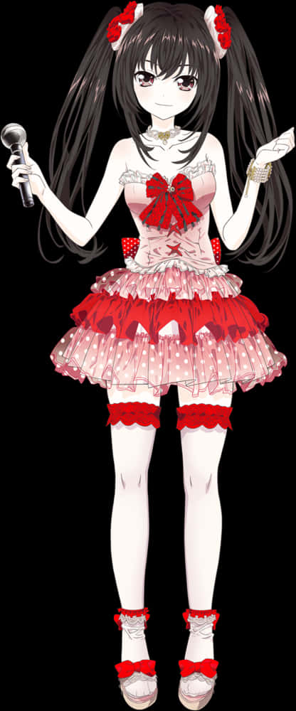 Anime Singerin Redand White Outfit PNG image