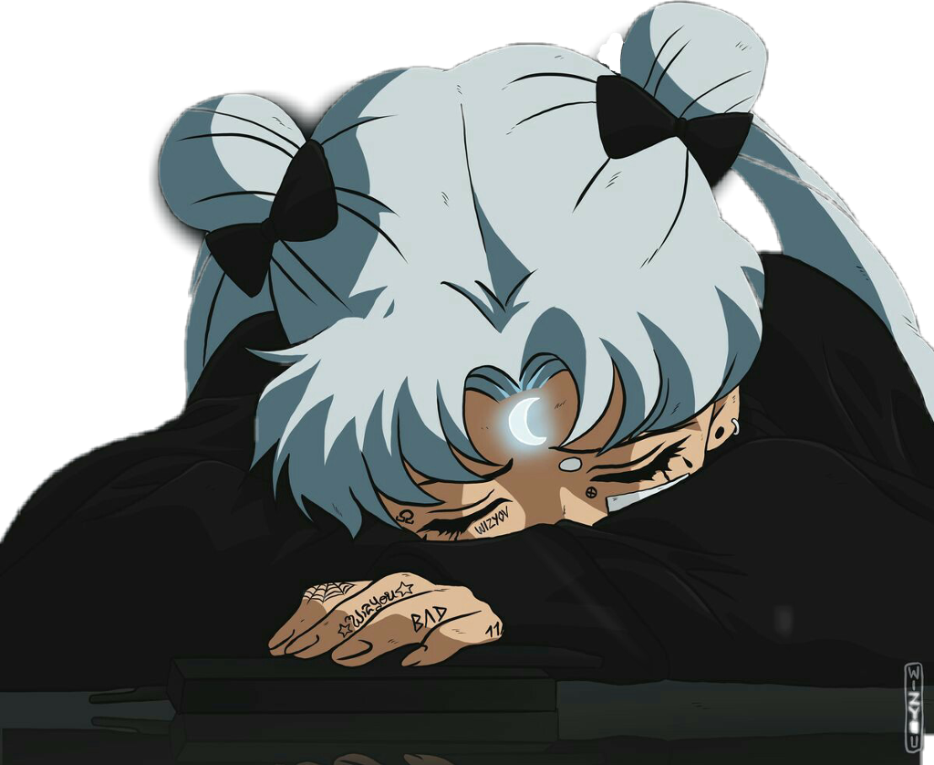 Anime Style Character Crying PNG image