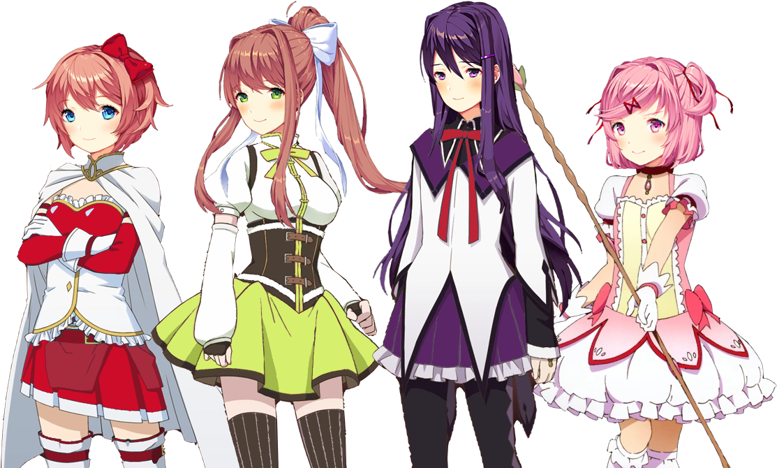 Anime Style Character Lineup PNG image