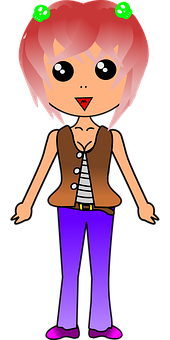 Anime Style Characterwith Pink Hair PNG image