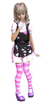 Anime Style Maid Costume Girl PNG image