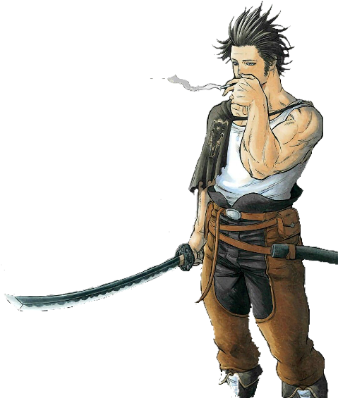 Anime Swordsman Smoking PNG image