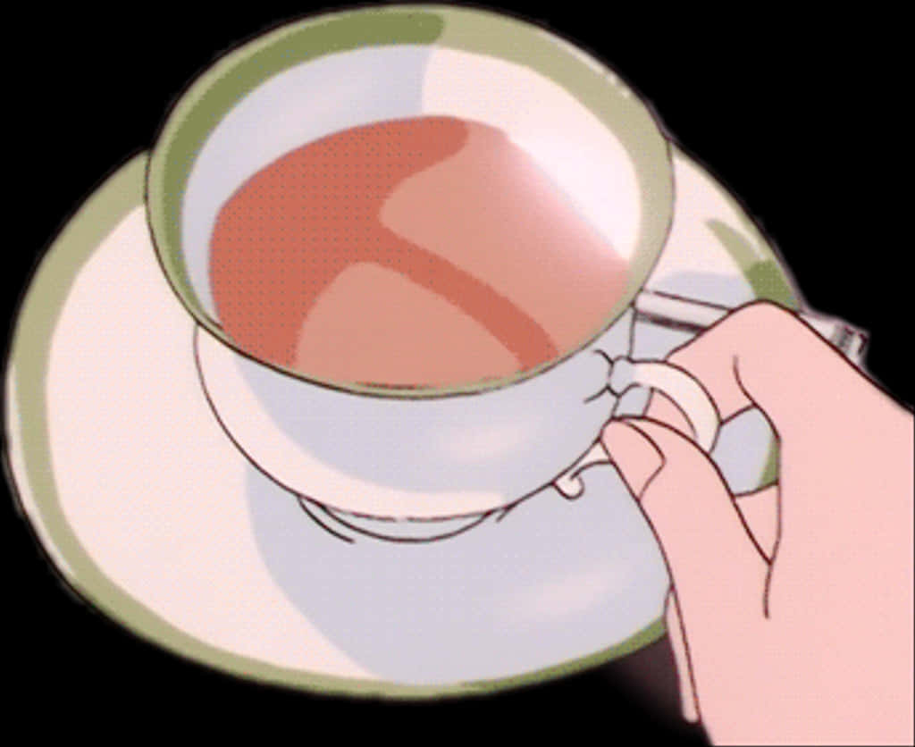 Anime Tea Cup Hand PNG image