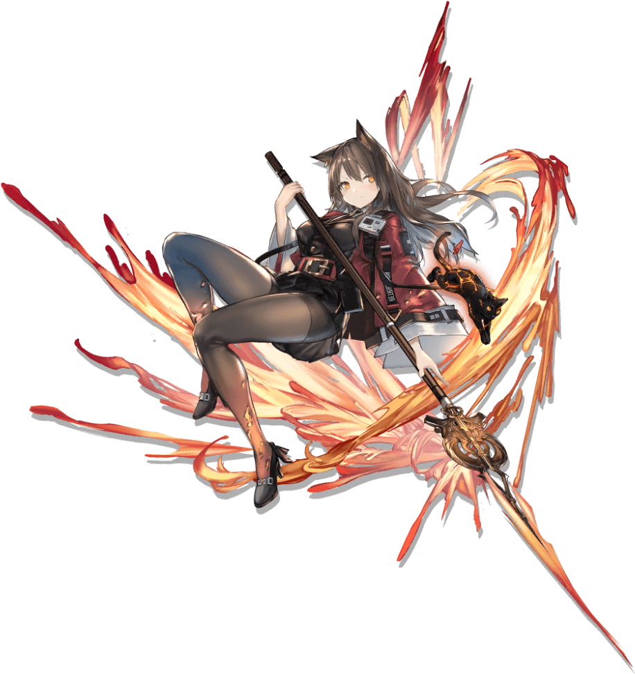 Anime Warrior Girlwith Swordand Flames PNG image