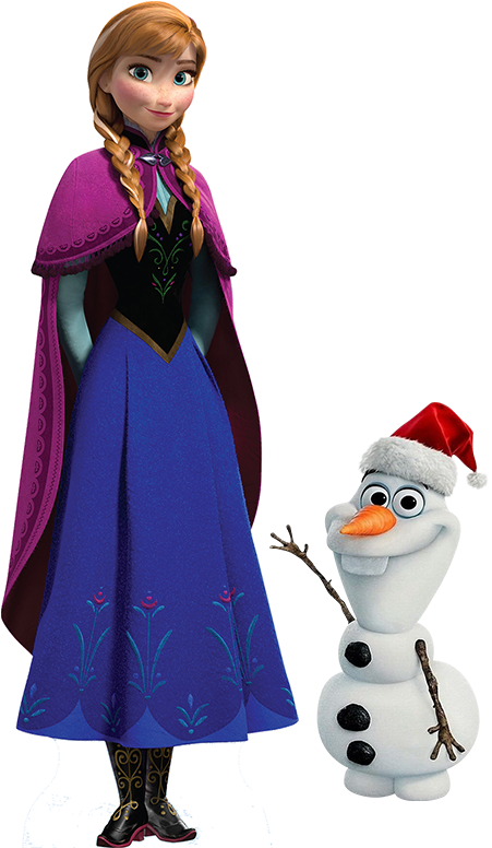 Annaand Snowman Holiday Theme PNG image