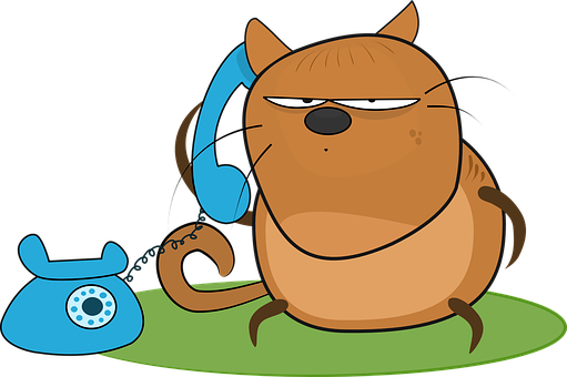 Annoyed Cartoon Cat With Phone PNG image