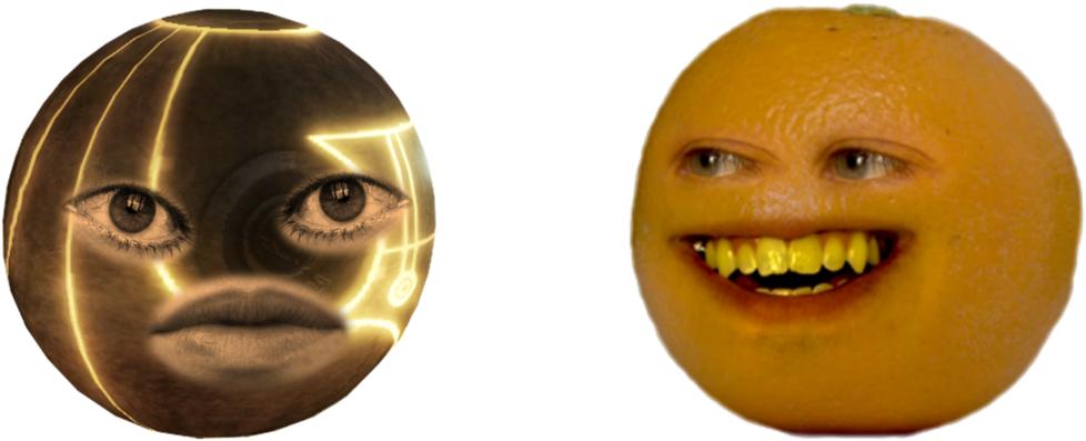 Annoyed Orangeand Frowning Face Balls PNG image