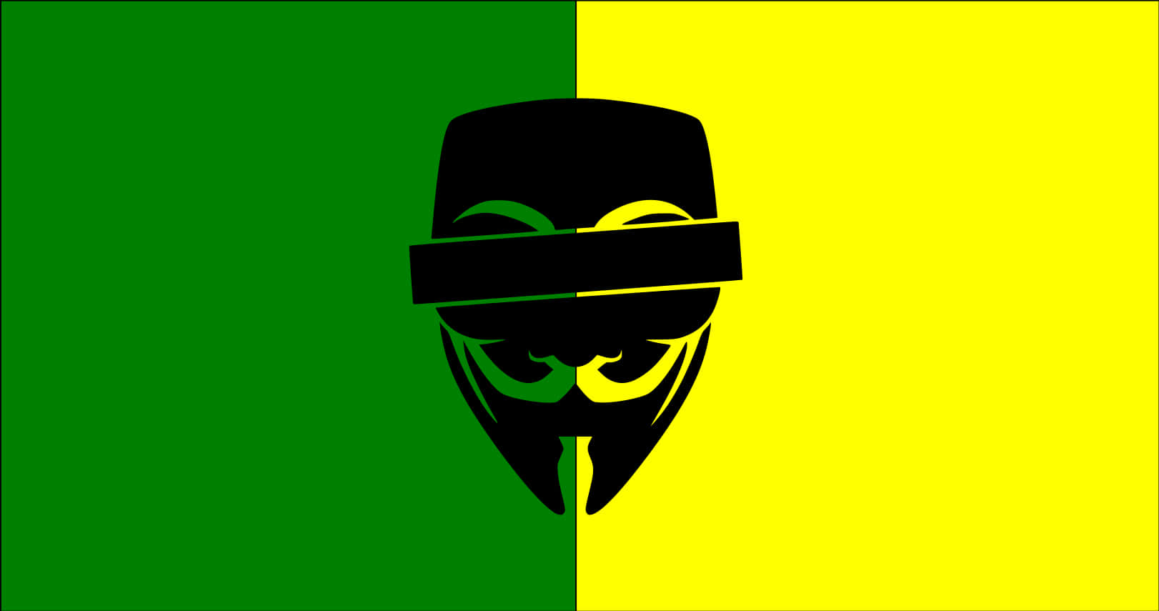 Anonymous Mask Green Yellow Background PNG image