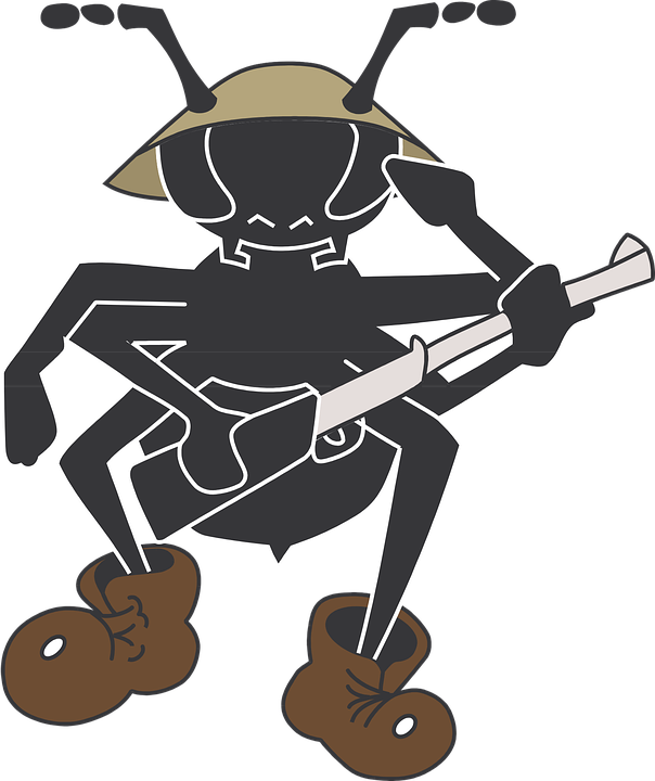 Ant_ Playing_ Guitar_ Vector_ Art PNG image