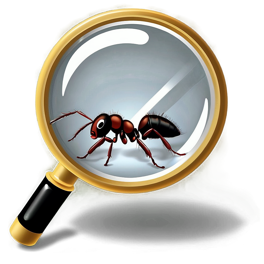 Ant Under Magnifying Glass Png Vcf17 PNG image