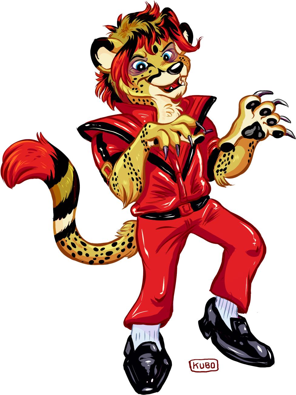 Anthropomorphic Cheetah Michael Jackson Thriller Outfit PNG image