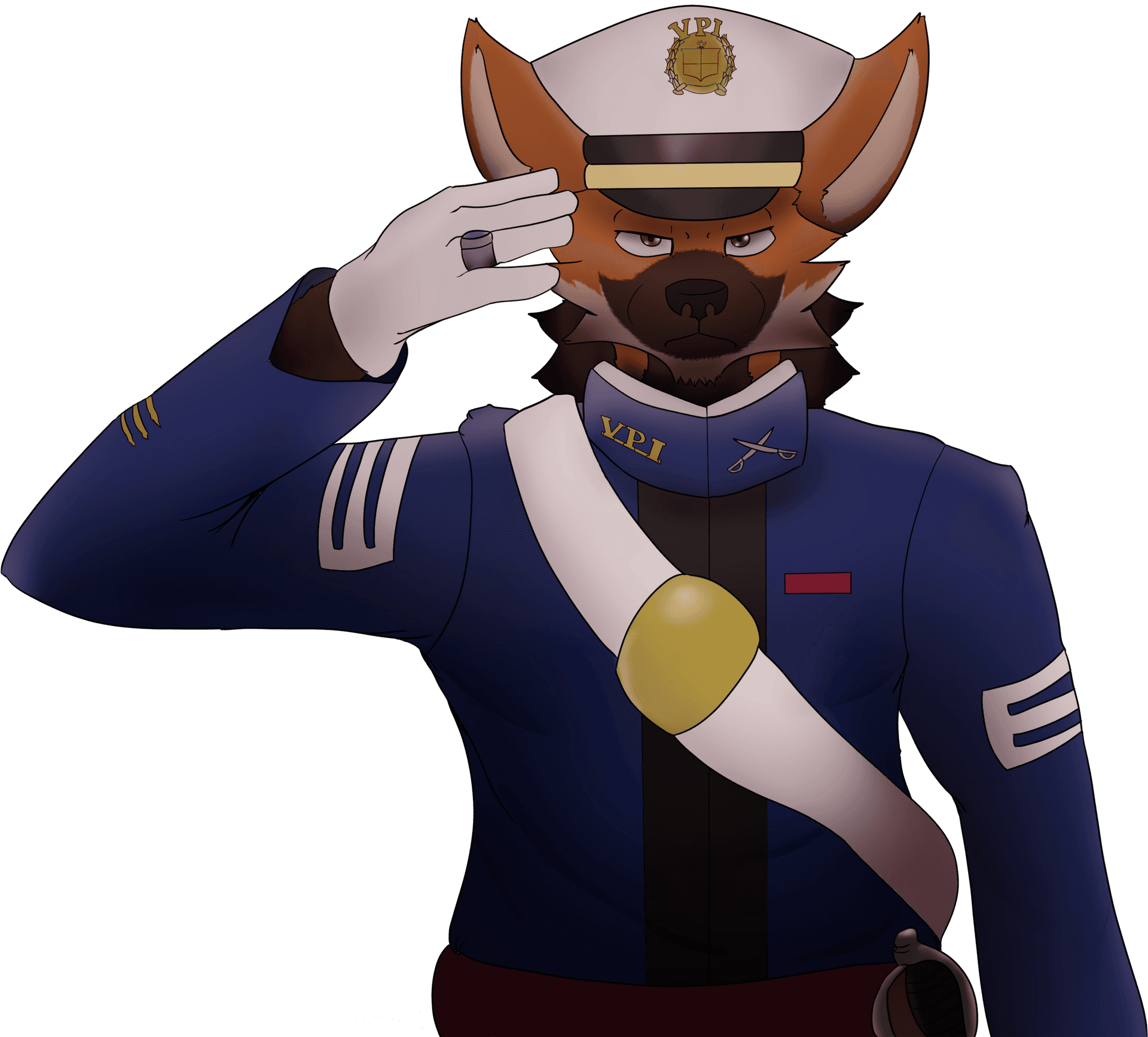 Anthropomorphic Fox Officer Saluting PNG image