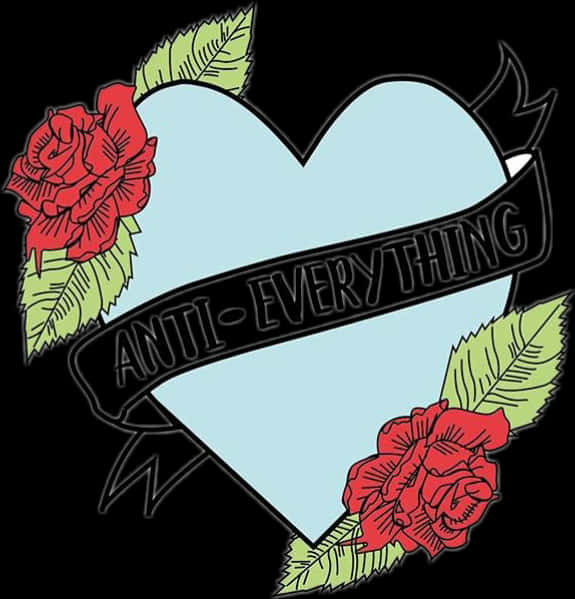 Anti Everything Heart Tattoo Design PNG image