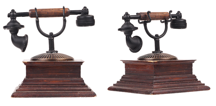 Antique Brass Telephoneson Stands PNG image