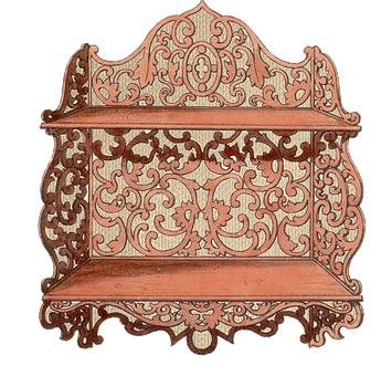 Antique Carved Wooden Wall Shelf PNG image