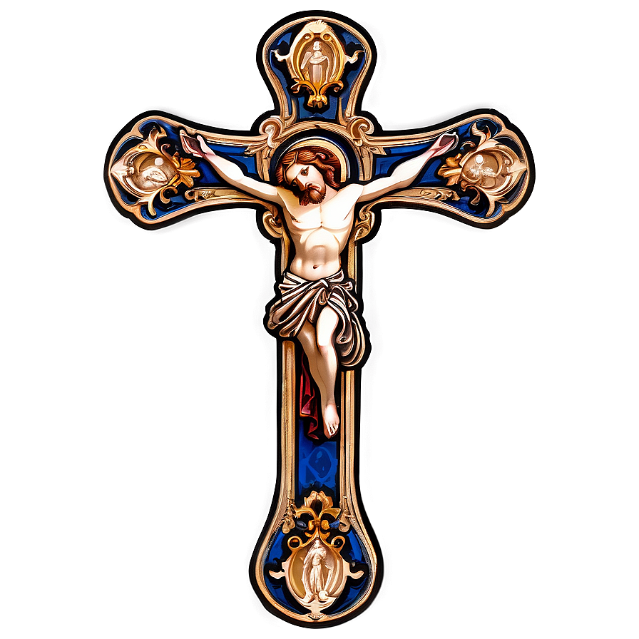 Antique Catholic Cross Illustration Png 06122024 PNG image