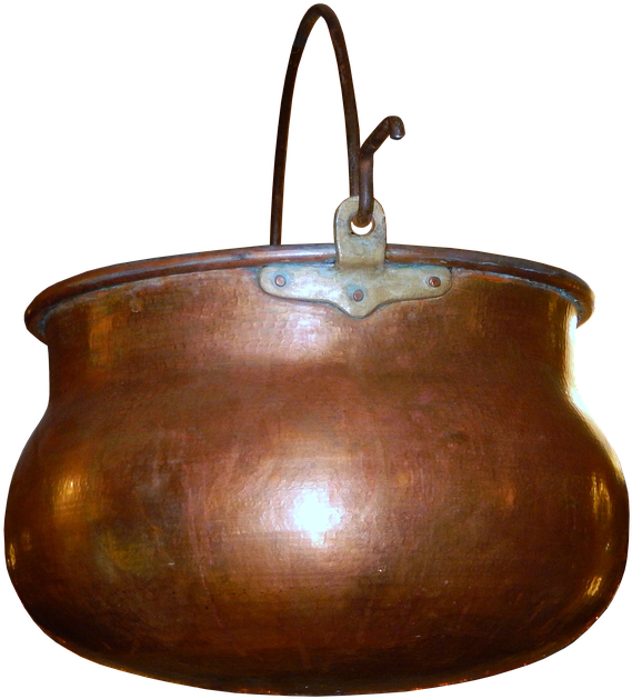 Antique Copper Cauldron PNG image
