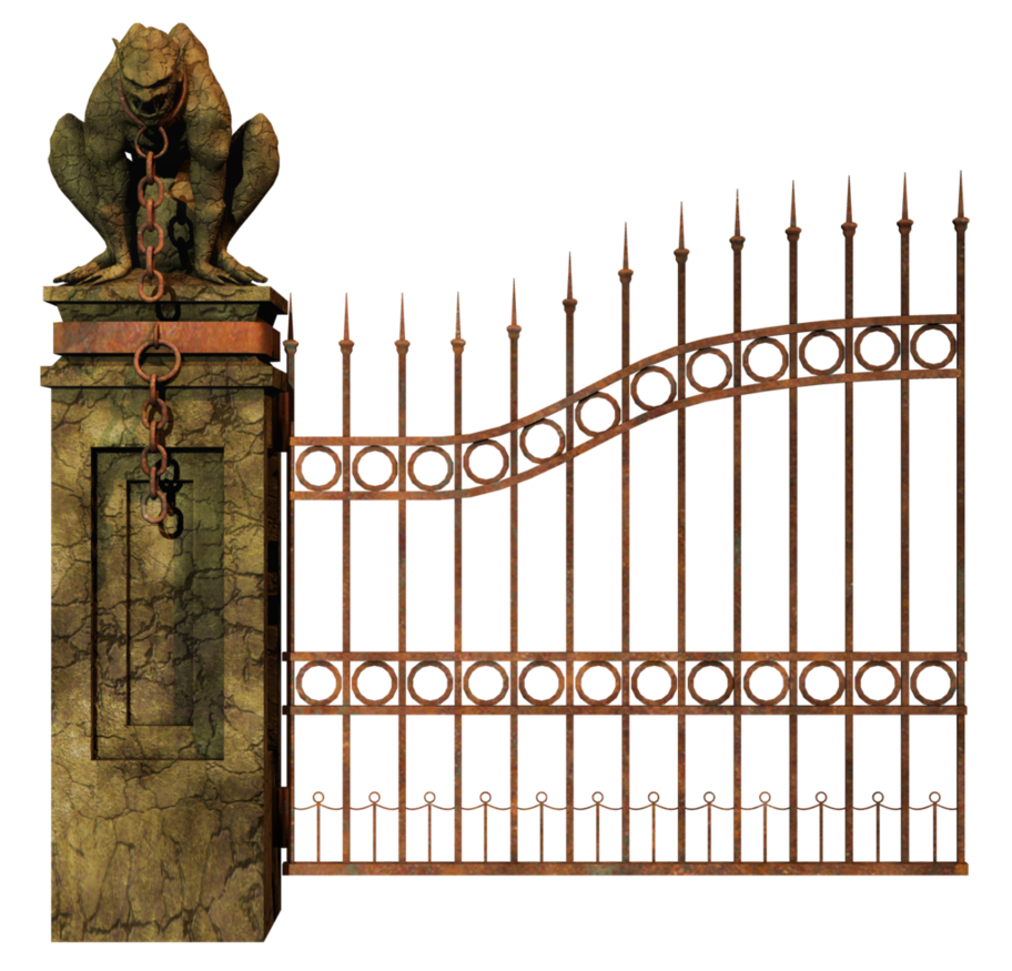 Antique Gargoyle Gate Design PNG image