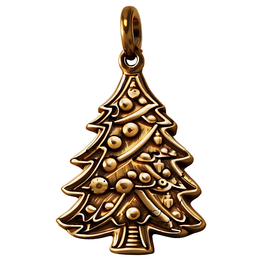 Antique Gold Christmas Tree Charm Png 88 PNG image