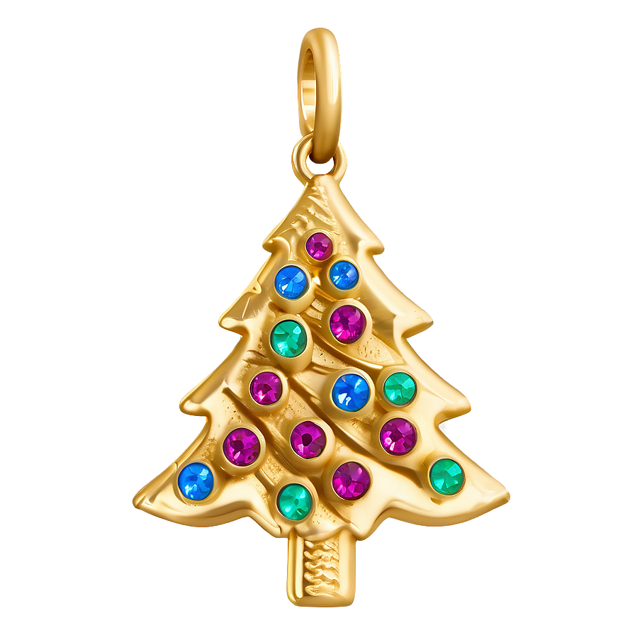 Antique Gold Christmas Tree Charm Png Vlv PNG image