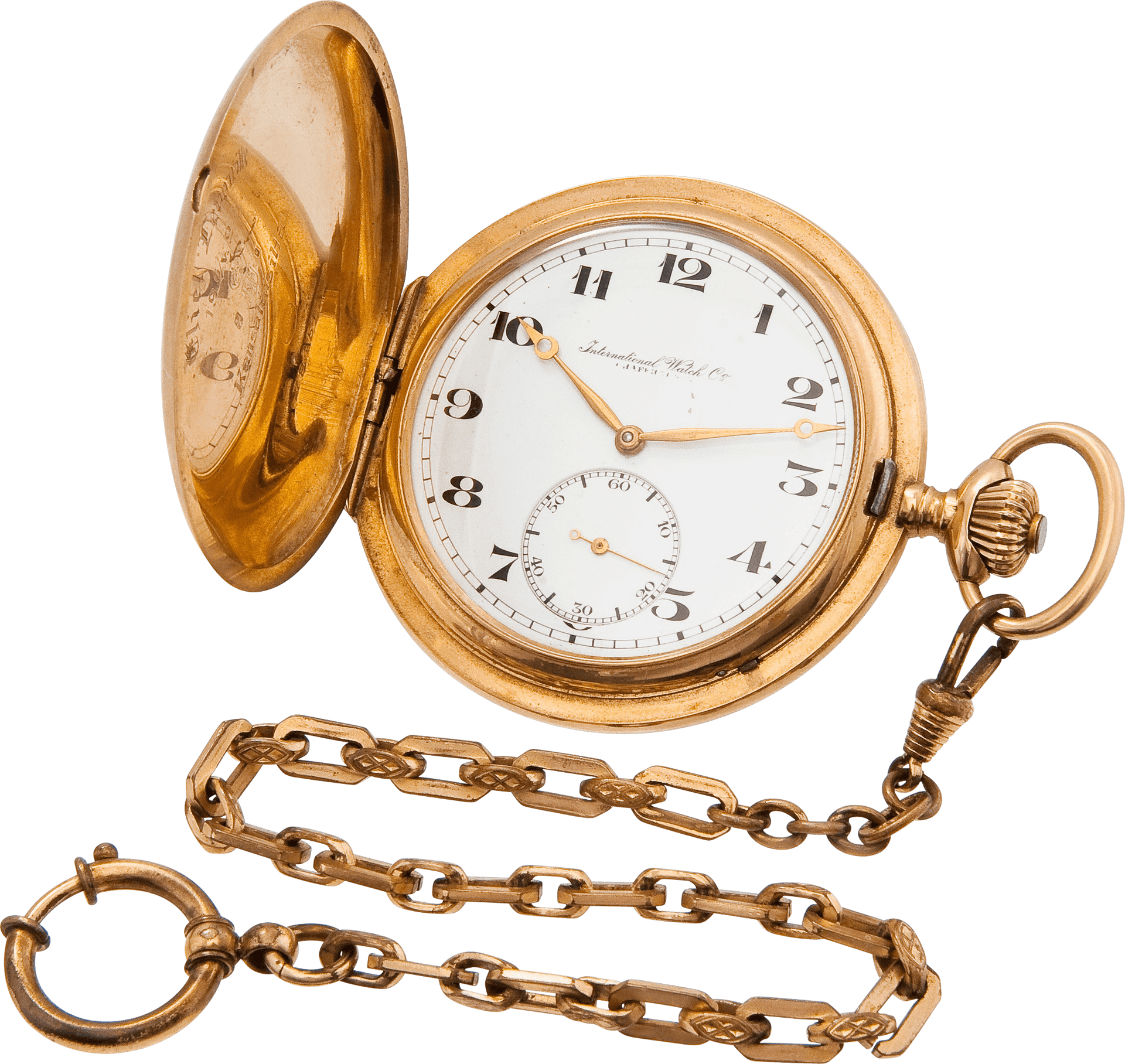 Antique Gold Pocket Watchwith Chain PNG image