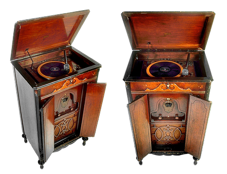 Antique Gramophone Cabinet Openand Closed PNG image