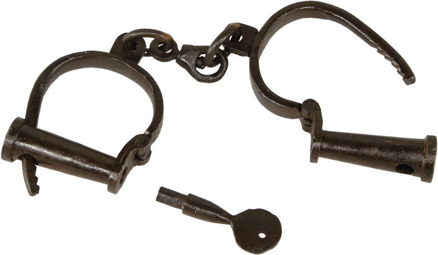 Antique Handcuffsand Key PNG image