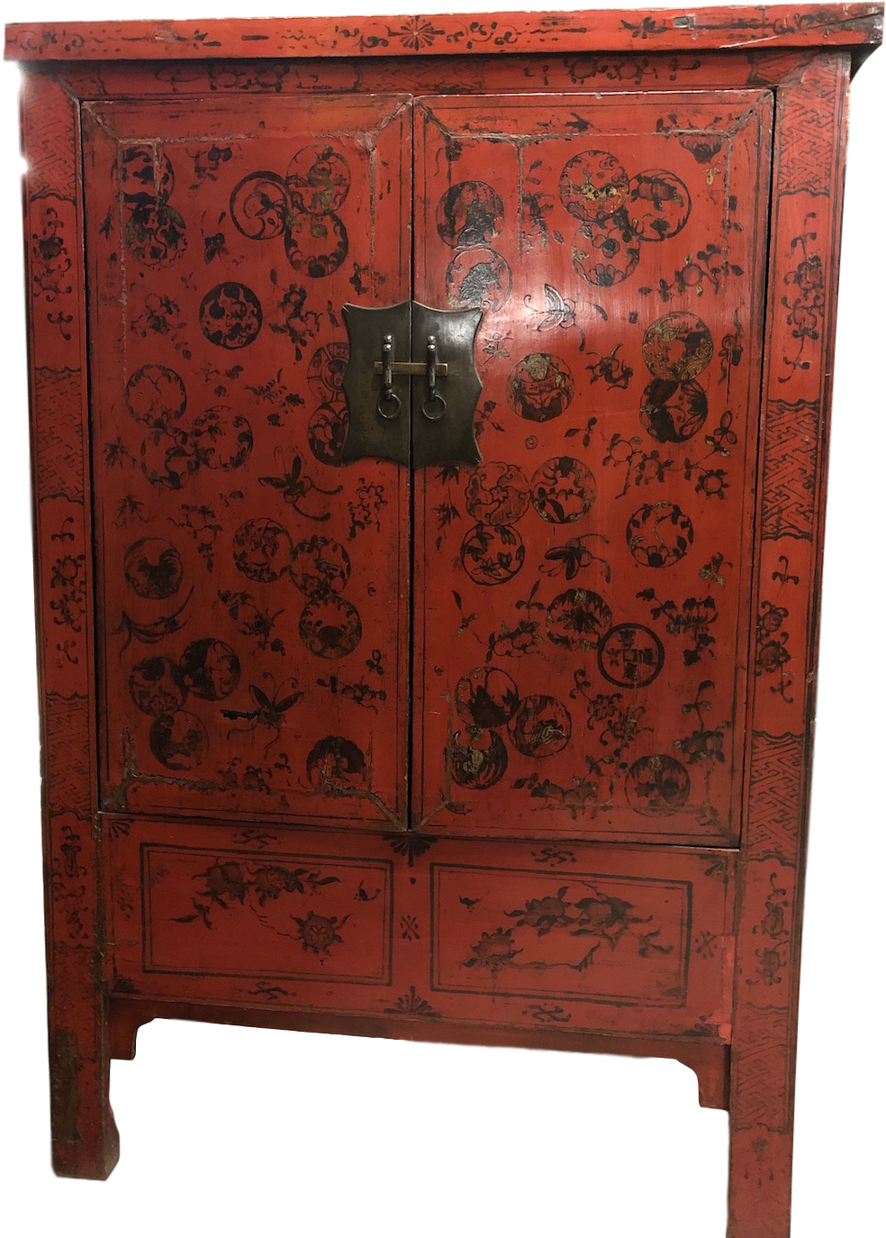 Antique Red Chinese Cabinet PNG image