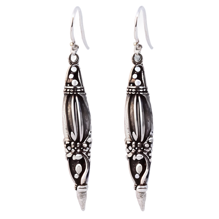 Antique Silver Earring Png 05252024 PNG image