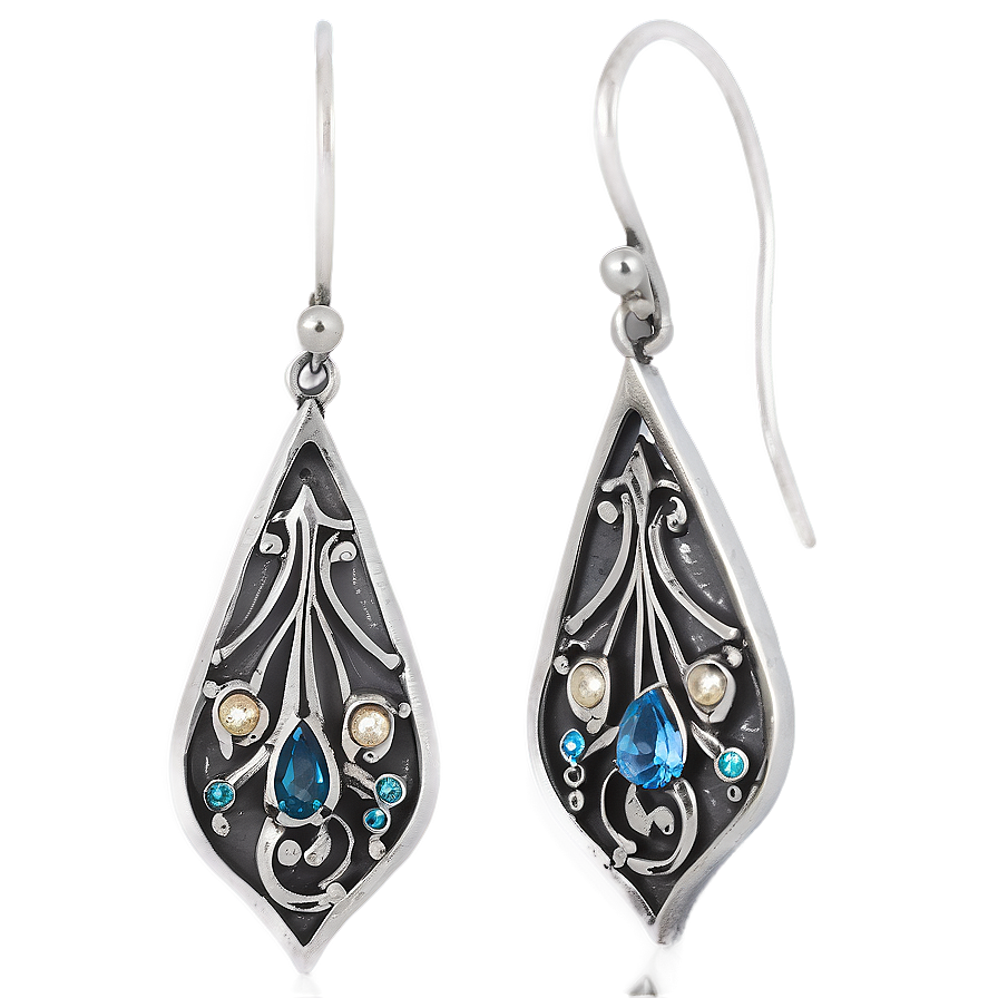 Antique Silver Earring Png 23 PNG image