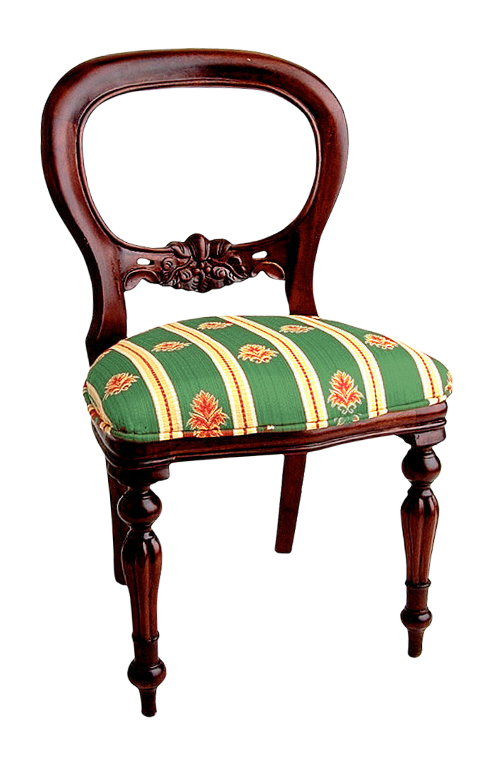 Antique Style Wooden Chairwith Upholstered Seat PNG image