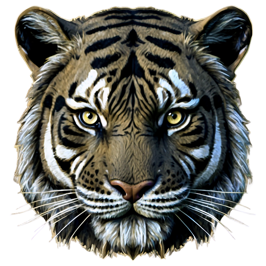 Antique Tiger Face Drawing Png Eab PNG image