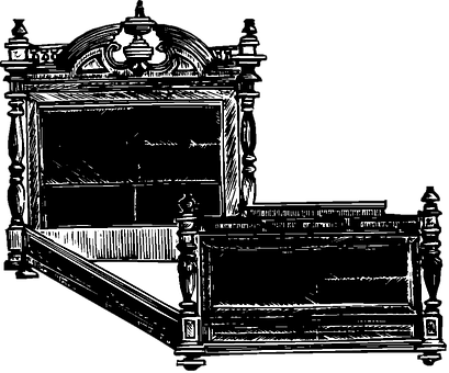 Antique Wooden Bed Sketch PNG image
