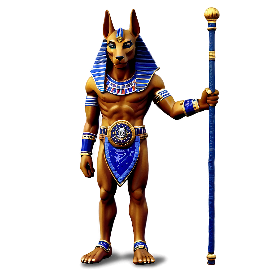 Anubis Holding Staff Png Ybt PNG image