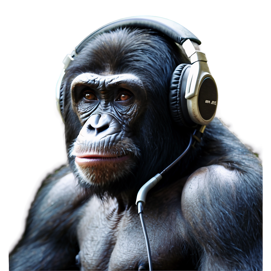 Ape With Headphones Music Png 06262024 PNG image