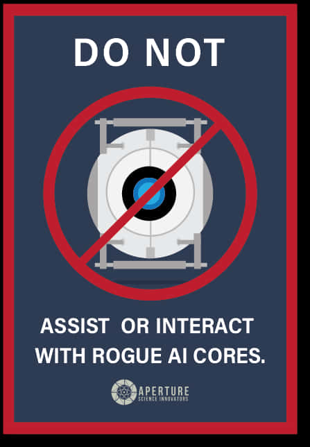 Aperture Science A I Core Warning Sign PNG image