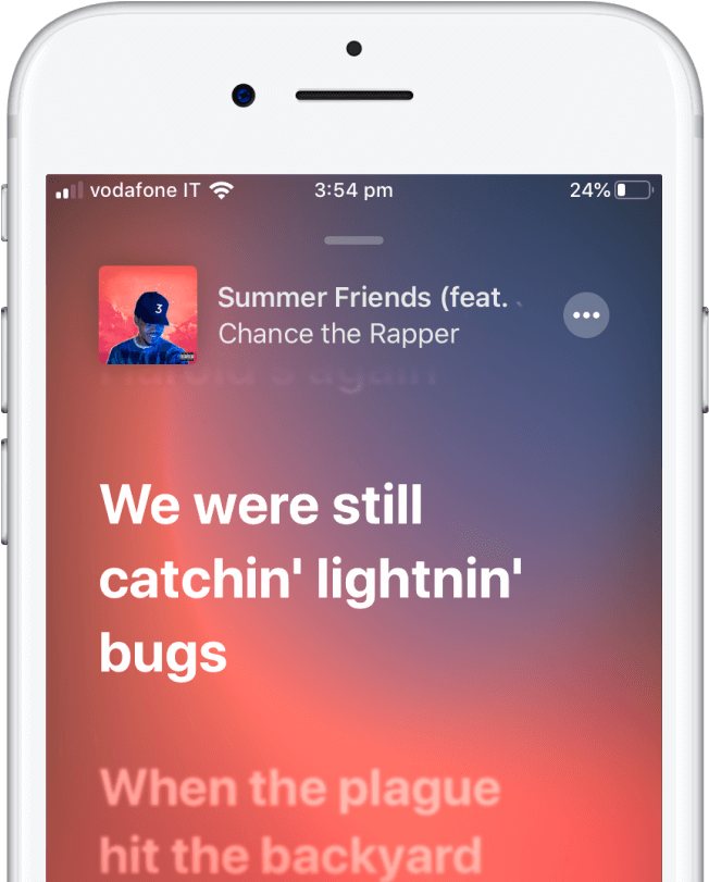 Apple Music Summer Friends Lyrics Display PNG image