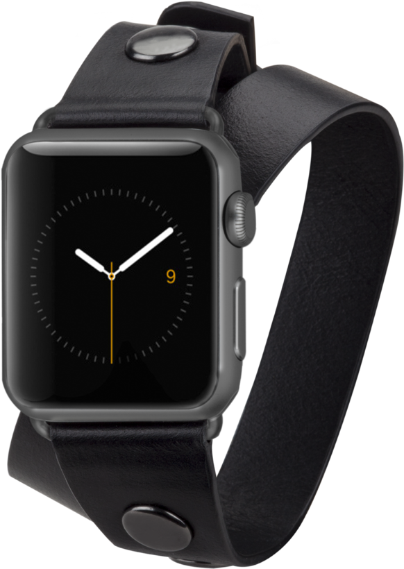 Apple Watch Black Leather Strap PNG image