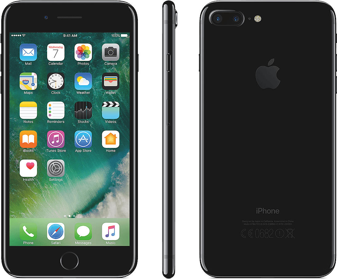 Applei Phone Black Frontand Side View PNG image