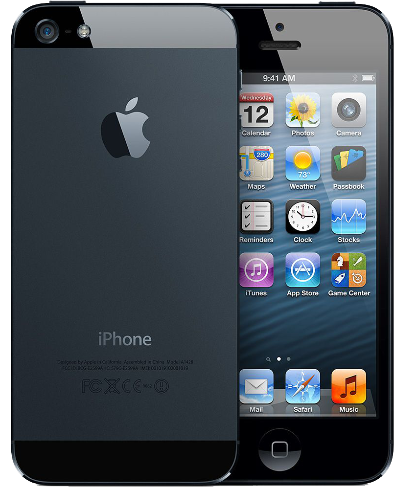 Applei Phone5 Black Front Back PNG image