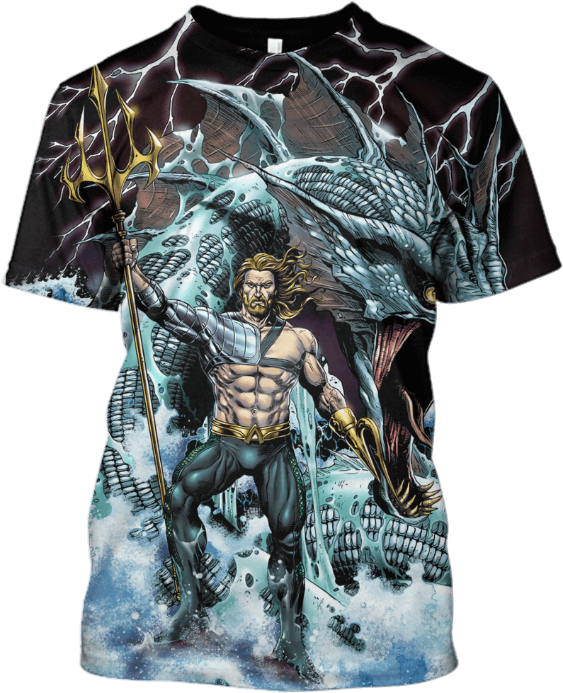 Aquaman Comic Art T Shirt Design PNG image